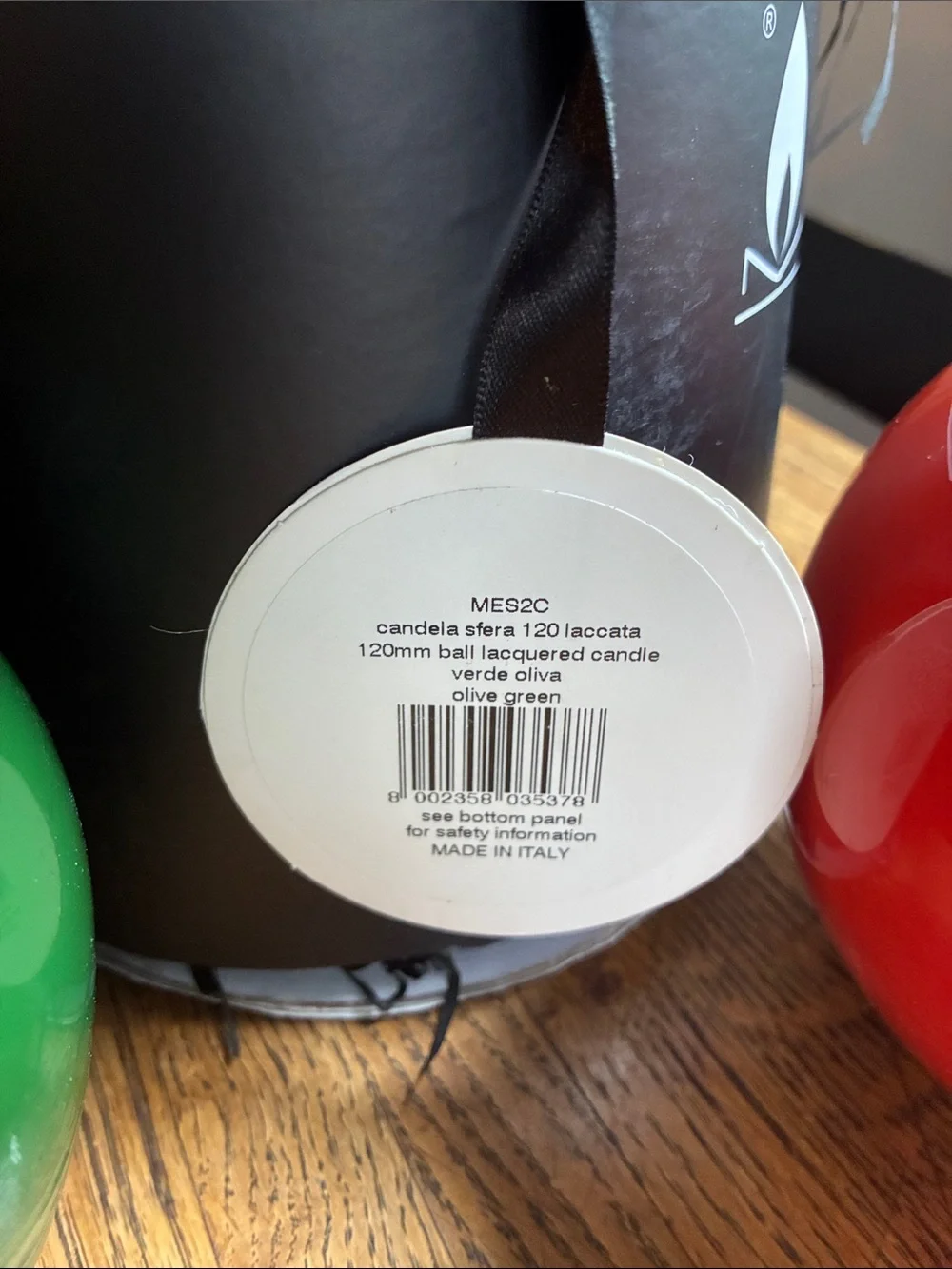 Decorative Orb Candle - Green and Red